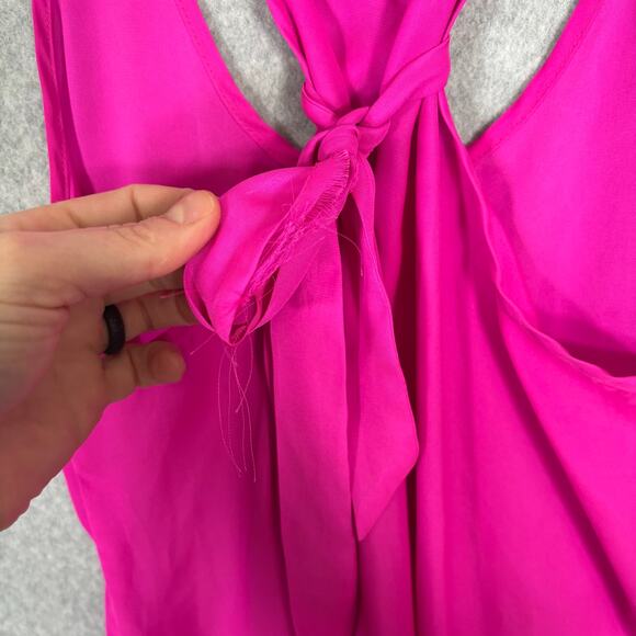Express Tank Top XS Pink Satin Tie Back Blouse Silky Flowy Vacation Career Twee* - Picture 8 of 9